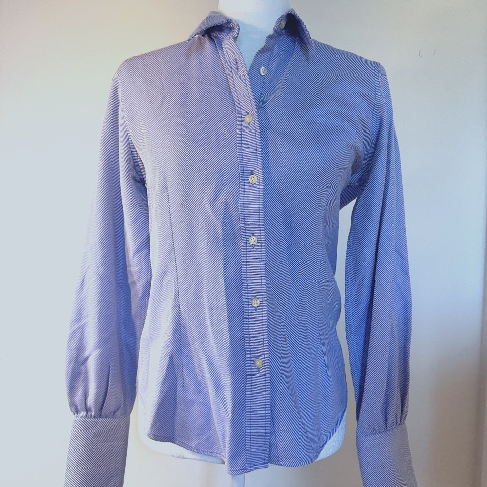 Burberry Dress Blue stripe Shirt for women M size Excellent Condition